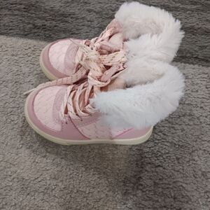 OshKosh B'gosh Pink Quilted Kids Boots with White Faux Fur